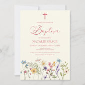 Elegante wilde bloem bloementuin doop kaart (Voorkant)