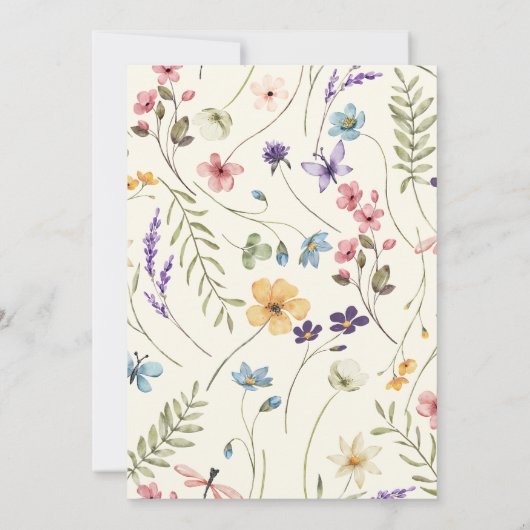 Elegante wilde bloem bloementuin doop kaart (Achterkant)