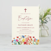 Elegante wilde bloem bloementuin doop kaart (Staand voorkant)