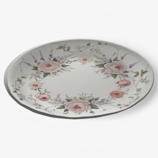 Elegante wilde bloem Bloemmotief zomer bruiloft Papieren Bordje (Gekanteld)