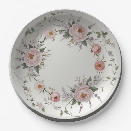 Elegante wilde bloem Bloemmotief zomer bruiloft Papieren Bordje (Voorkant)