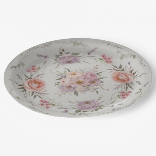 Elegante wilde bloem bloempatroon zomer bruiloft papieren bordje (Gekanteld)