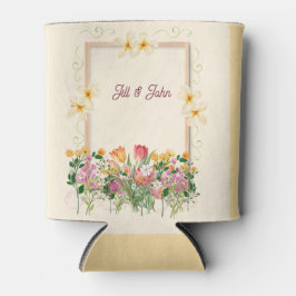 Elegante Wilde Bloem Bloemrijke Rand Bruiloft Kan Blikjeskoeler