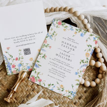 Elegante Wilde Bloem Bloemstuk Boho QR Code Trouwe