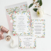 Elegante Wilde Bloem Bloemstuk Boho QR Code Trouwe Kaart