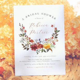 Elegante Wilde Bloem Boho Bloemrijke Herfst Bruids Kaart