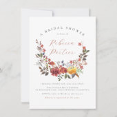 Elegante Wilde Bloem Boho Bloemrijke Herfst Bruids Kaart (Voorkant)