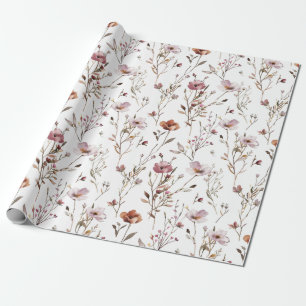 Elegante wilde bloem Boho bruiloft inpakpapier