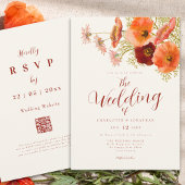 Elegante Wilde Bloem Boho Bruiloft QR Code Kaart