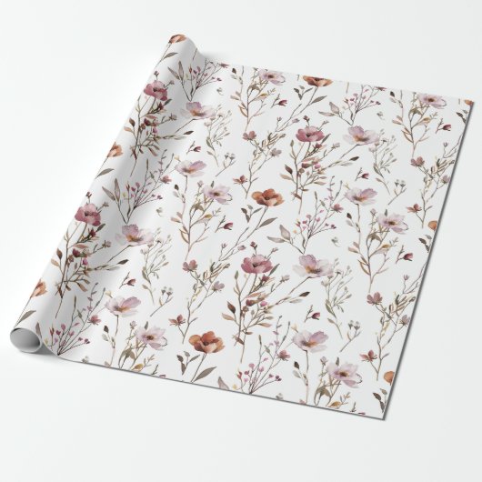 Elegante wilde bloem Boho inpakpapier (Uitgerold)