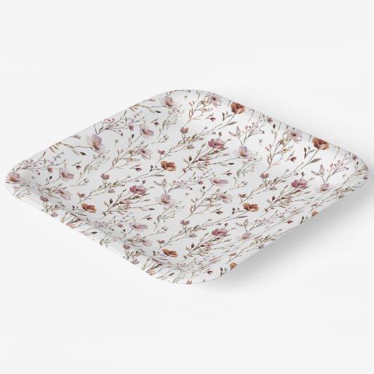 Elegante wilde bloem Boho Papieren Bordje (Gebogen)