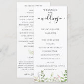 Elegante wilde bloem botanisch trouwprogramma programmakaart (Voorkant / Achterkant)