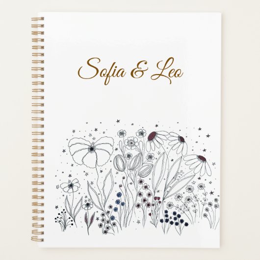 Elegante Wilde Bloem Botanische Trouwplanner Planner (Voorkant)