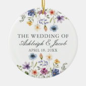 Elegante Wilde Bloem Bruiloft Aangepaste Kerstmis Keramisch Ornament (Voorkant)