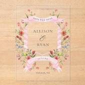 Elegante Wilde Bloem Bruiloft Acryl Save The Date Acryl Uitnodigingen (Voorkant)