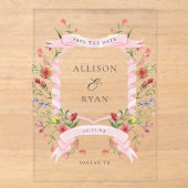 Elegante Wilde Bloem Bruiloft Acryl Save The Date Uitnodigingen (Voorkant)