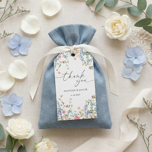 Elegante Wilde Bloem Bruiloft Bedankjes Favoriet Cadeaulabel