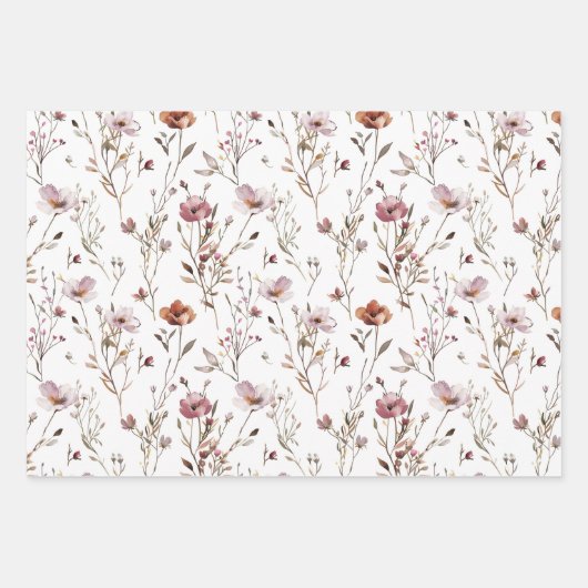 Elegante wilde bloem bruiloft cadeau inpakpapier vel (Voorkant)