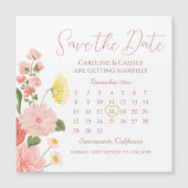 Elegante wilde bloem bruiloft kalender opslaan van (Voorkant)