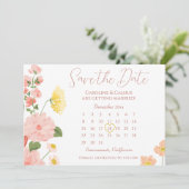 Elegante wilde bloem bruiloft kalender opslaan van save the date (Staand voorkant)
