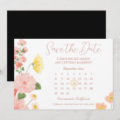 Elegante wilde bloem bruiloft kalender opslaan van save the date (Voorkant / Achterkant)