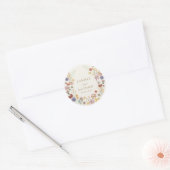 Elegante Wilde Bloem Bruiloft Ronde Sticker (Envelop)