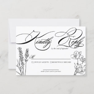 Elegante Wilde Bloem Bruiloft RSVP Kaart