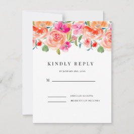 Elegante Wilde Bloem Bruiloft RSVP Kaartje