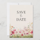 Elegante wilde bloem bruiloft save the date (Voorkant)