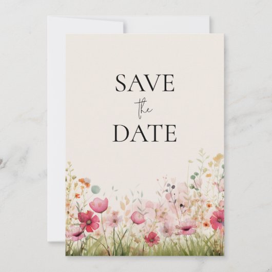 Elegante wilde bloem bruiloft save the date (Voorkant)
