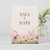 Elegante wilde bloem bruiloft save the date (Staand voorkant)