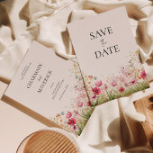 Elegante wilde bloem bruiloft save the date