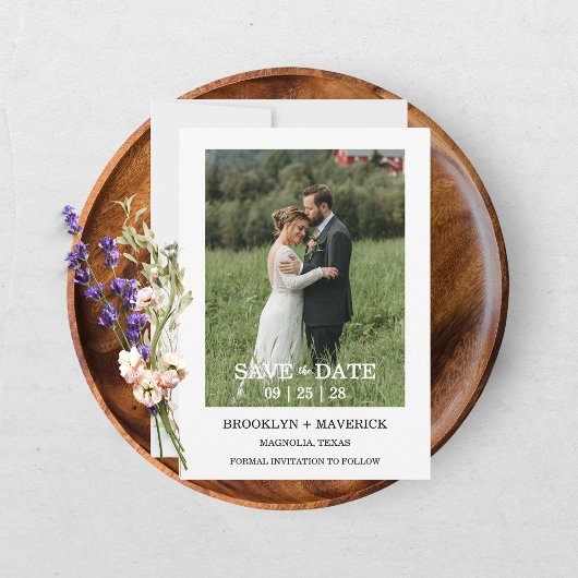 Elegante Wilde Bloem Bruiloft Save The Date Kaart