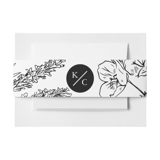 Elegante Wilde Bloem Buikband Uitnodigingen Wikkel (Voorkant Voorbeeld)