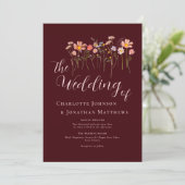 Elegante Wilde Bloem Burgundy Blush Roze QR Code Kaart (Staand voorkant)