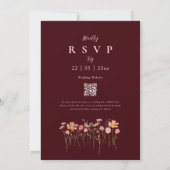 Elegante Wilde Bloem Burgundy Blush Roze QR Code Kaart (Achterkant)