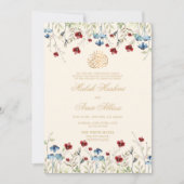 Elegante wilde bloem Cream Islamitische Moslim Bru Kaart (Voorkant)