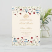 Elegante wilde bloem Cream Islamitische Moslim Bru Kaart (Staand voorkant)