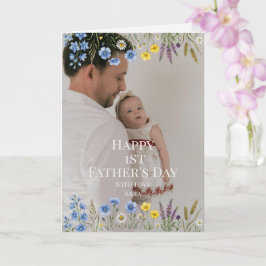 Elegante wilde bloem eerste Vaderdag foto papa Kaart