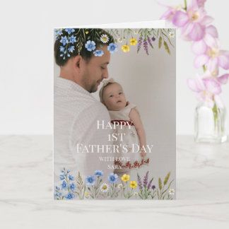 Elegante wilde bloem eerste Vaderdag foto papa Kaart