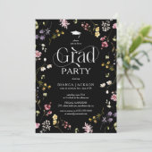 Elegante wilde bloem eindexamenfeest Afstuderen Kaart (Staand voorkant)