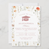Elegante wilde bloem eindexamenfeest kaart (Voorkant)
