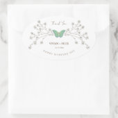 Elegante Wilde Bloem en Vlinder Dank Je Ovale Sticker (Tas)