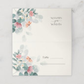 Elegante wilde bloem eucalyptus bruiloft plaatskaartje (Buitenkant ongevouwen)