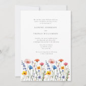 Elegante wilde bloem formele minimale trouwdag kaart (Voorkant)