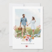 Elegante Wilde Bloem Foto Bruiloft Save The Date (Achterkant)