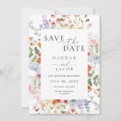 Elegante Wilde Bloem Foto QR Code Huwelijk Save The Date (Voorkant)