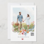Elegante Wilde Bloem Foto QR Code Huwelijk Save The Date (Achterkant)