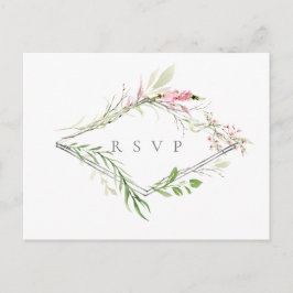 Elegante Wilde Bloem Frame Huwelijk RSVP Lied Verz Uitnodiging Briefkaart