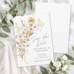 Elegante Wilde Bloem Gele Bloemige Bruiloft Save The Date
